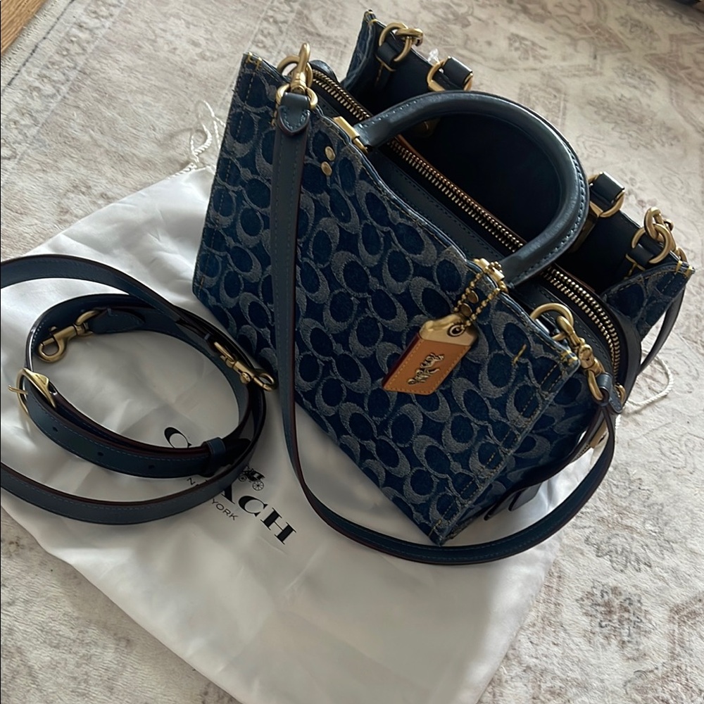 Coach Blue Denim Signature Bag Rogue 25 - Picture 7 of 7